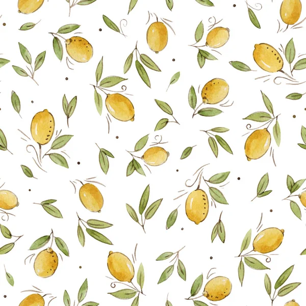 Акварельний лимонний безшовний візерунок — стокове фото