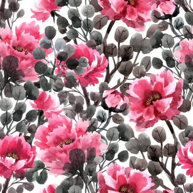 Suluboya çin gül vektör deseni