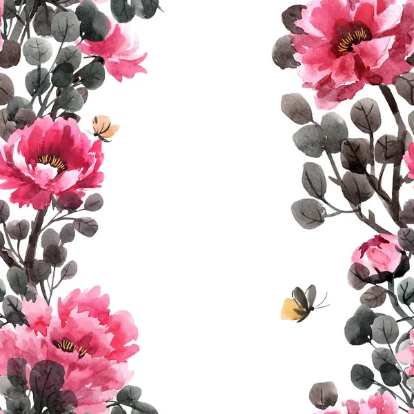 Aquarelle motif vecteur rose chinois — Image vectorielle