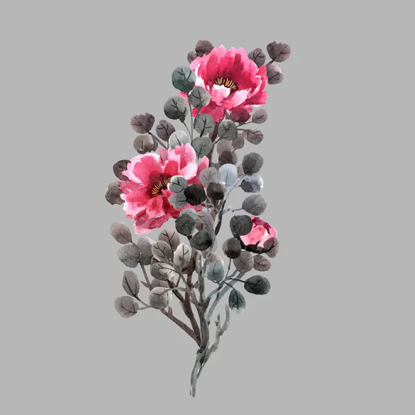 Illustration vectorielle rose chinoise aquarelle — Image vectorielle