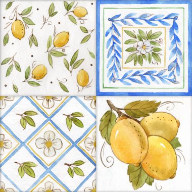 Suluboya süs kare vektör deseni