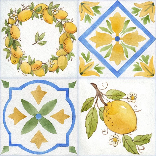 Watercolor ornament square pattern — Stock Photo, Image