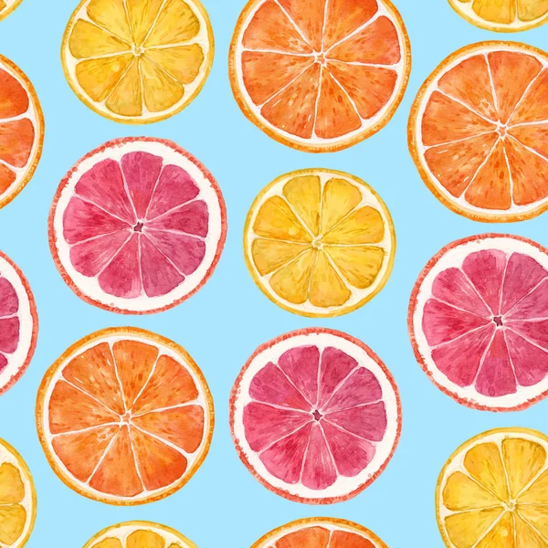 水彩画の柑橘類のパターン — ストック写真