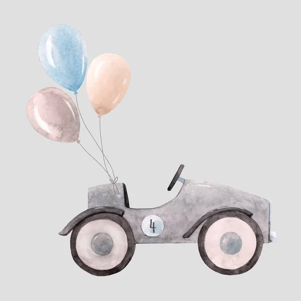 Illustration vectorielle de voiture bébé aquarelle — Image vectorielle