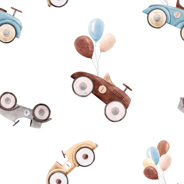 Watercolor baby car pattern — Stock Photo, Image