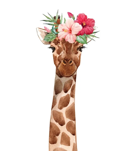 Akvarell giraff porträtt — Stockfoto