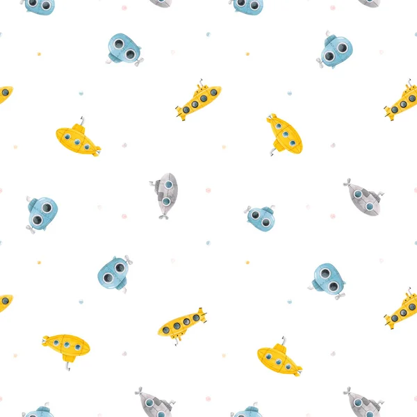 Watercolor underwater submarine pattern