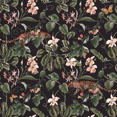 Suluboya tropikal dikişsiz vektör deseni