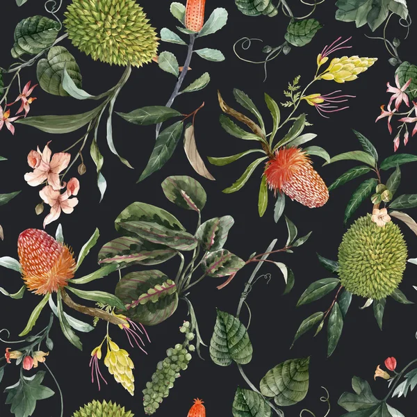 Aquarelle motif vectoriel tropical sans couture — Image vectorielle