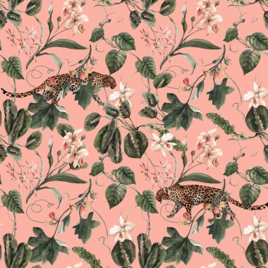 Suluboya tropikal dikişsiz vektör deseni