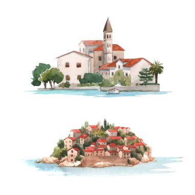 Watercolor montenegro vector illustration clipart