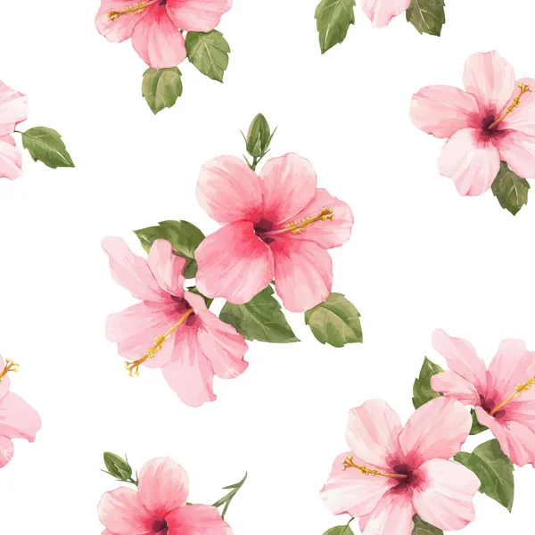 Modèle vectoriel hibiscus aquarelle — Image vectorielle