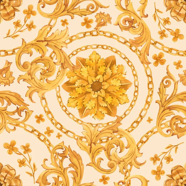 Zlatý luxusní bohaté barokní vzor — Stock fotografie