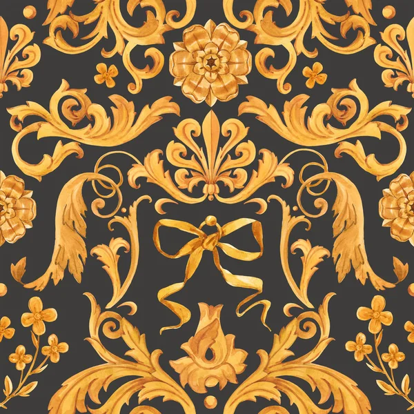 Golden baroque rich luxury pattern — Stock Photo, Image