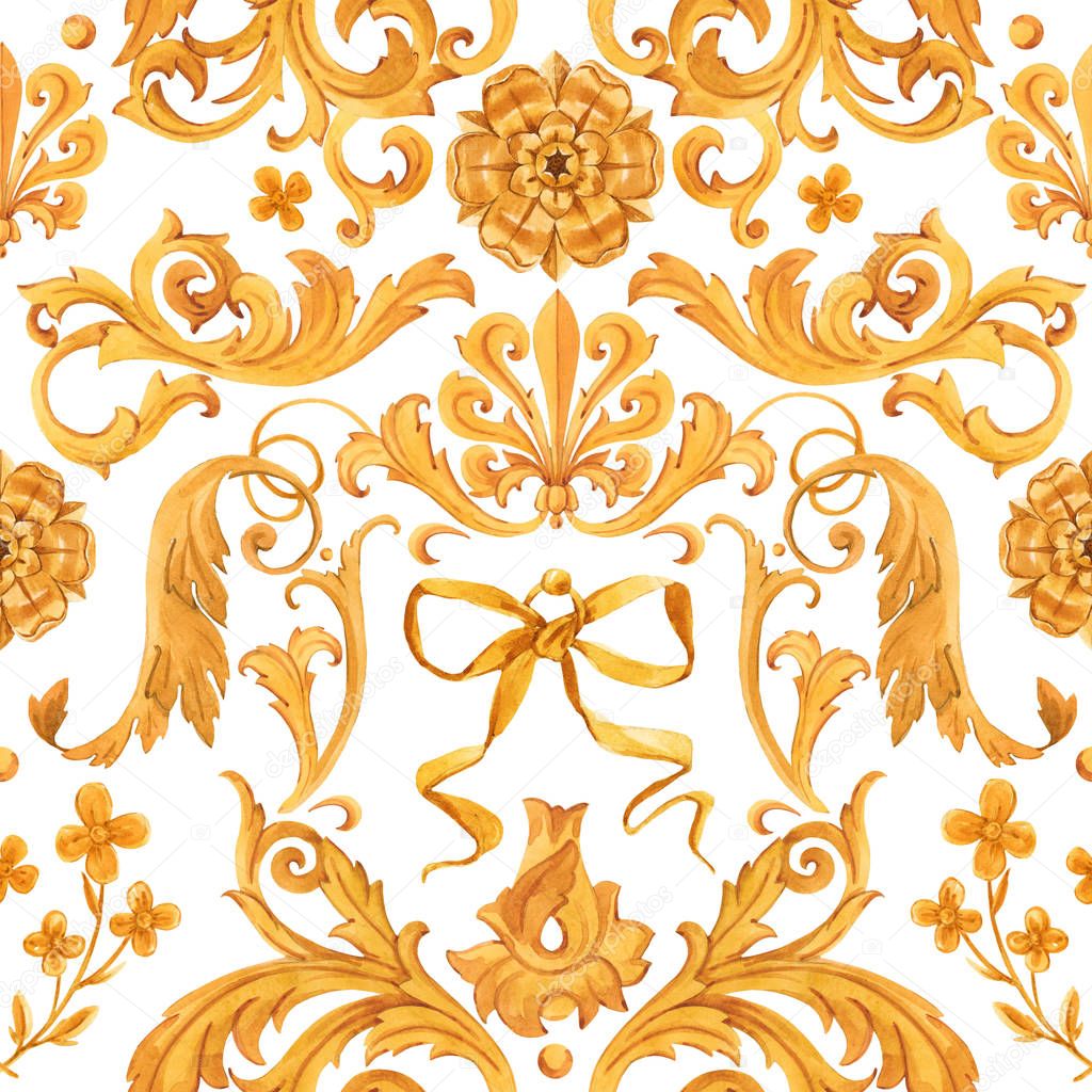 Golden baroque rich luxury pattern