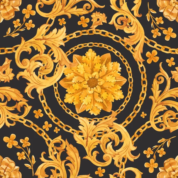 Golden baroque rich luxury vector pattern — Stock Vector