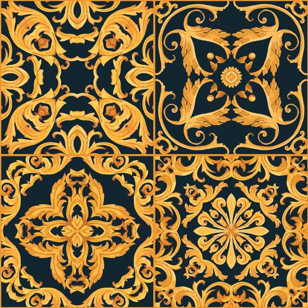 Zlatý luxusní bohaté barokní vektorové vzorové — Stockový vektor