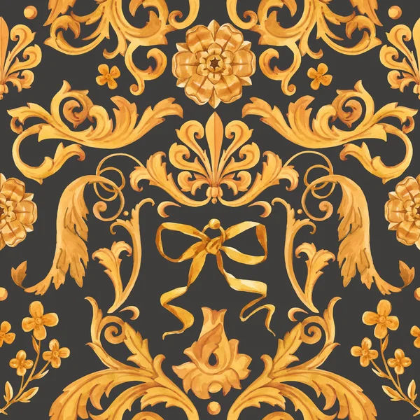 Złote barok bogaty luksusowych wektor wzór — Wektor stockowy