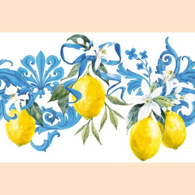 Suluboya limon vektör deseni