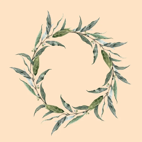 Corona de laurel acuarela — Vector de stock