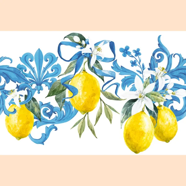 Suluboya limon vektör deseni