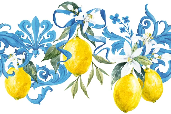 Vzorek akvarel citron — Stock fotografie