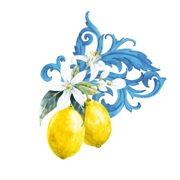 Suluboya limon kompozisyonu — Stok fotoğraf
