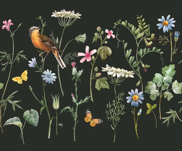 수채화 꽃무늬 — 스톡 사진