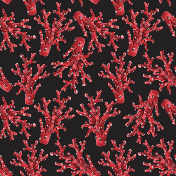 Watercolor sea life coral pattern — Stock Photo, Image