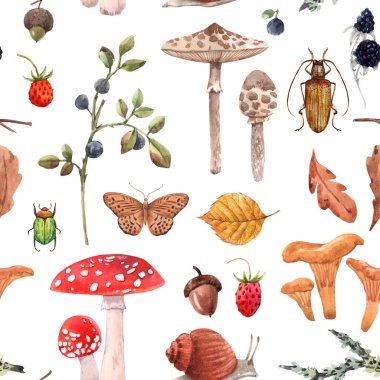 Suluboya sonbahar orman desen