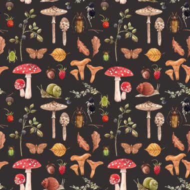 Suluboya sonbahar orman desen