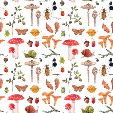 Suluboya sonbahar orman desen