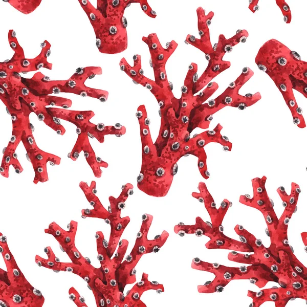 水彩海洋生物珊瑚载体模式 — 图库矢量图片