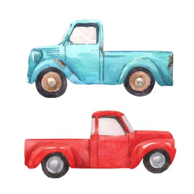 Suluboya araba illüstrasyon pick up