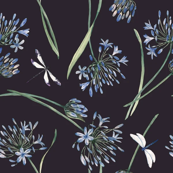 Akvarell Allium vektor sömlösa mönster — Stock vektor