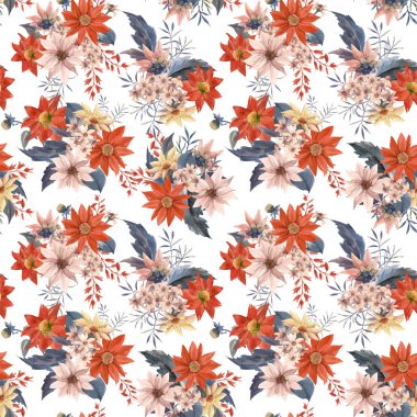 Suluboya çiçek sorunsuz vektör desen