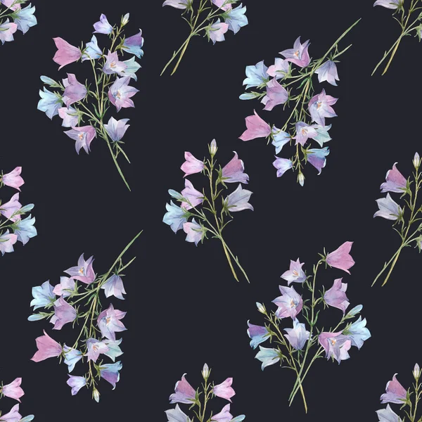 Hermoso patrón sin costuras con acuarela suaves flores de color azul. Ilustración general . —  Fotos de Stock