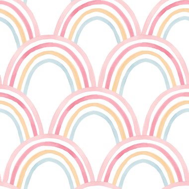 Renkli gökkuşağı ve suluboya desenli güzel vektörler. Stok illüstrasyonu.