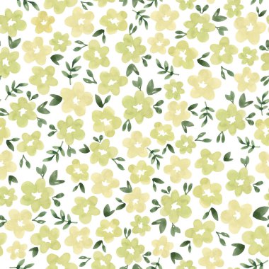 Güzel vektörsüz çiçek desenli suluboya yaz renklerinde çiçekler. Stok illüstrasyonu.