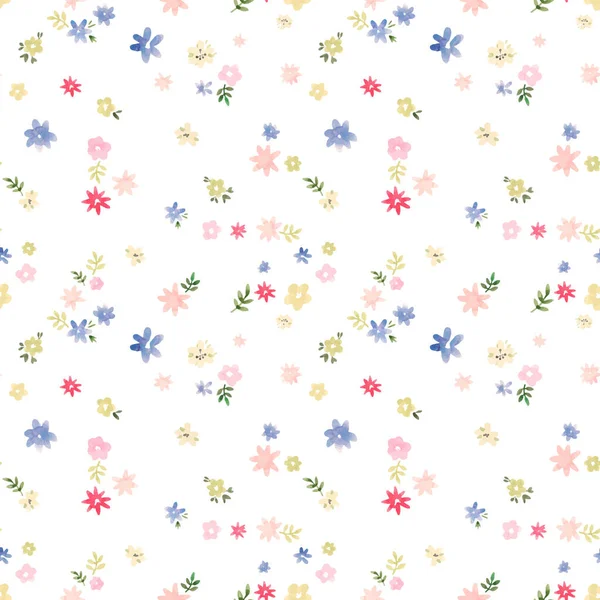 Красивий векторний безшовний квітковий візерунок з аквареллю ніжні літні барвисті квіти. Стокова ілюстрація . — стоковий вектор