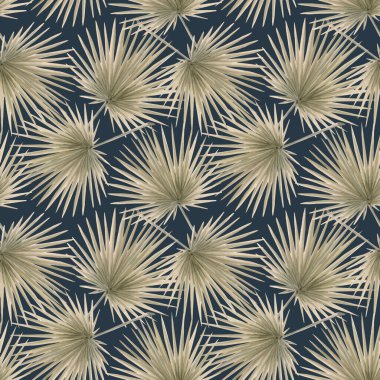 Suluboya tropikal yapraklı, kusursuz güzel bir vektör deseni. Stok illüstrasyonu