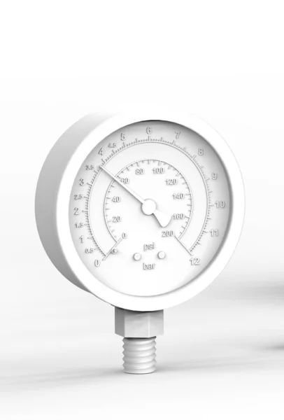 白い背景に隔離された水圧を測定するための圧力計 3Dレンダリング — ストック写真