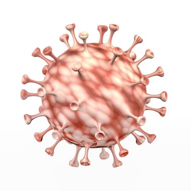 Beyaz zemin üzerinde izole edilmiş Coronavirus bakterisi (2019-nCoV) çizimi - 3d render