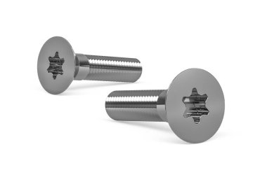 Paslanmaz çelik makine beyaz arka planda izole vida - 3d oluşturma