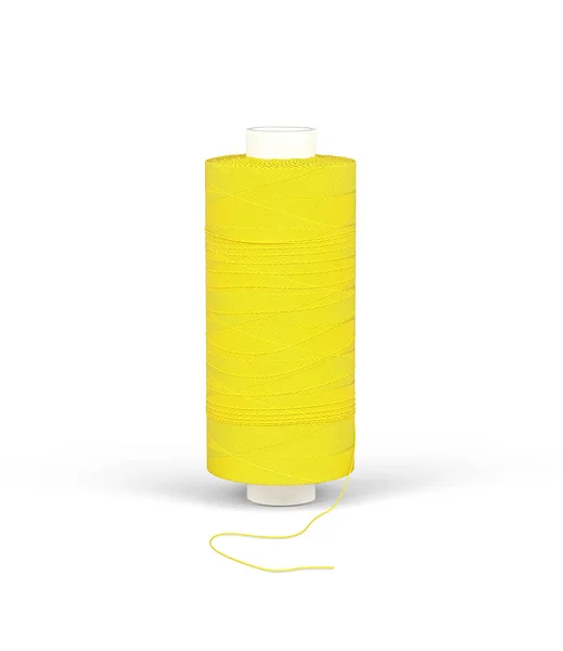 Spool Yellow Thread Isolated White Background Render — Stock Photo, Image
