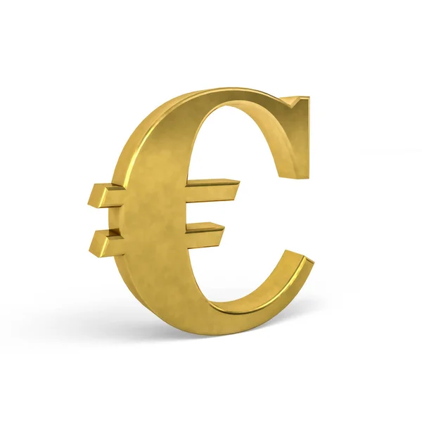 Golden Euro Sign Isolated White Background Render — Stock Photo, Image