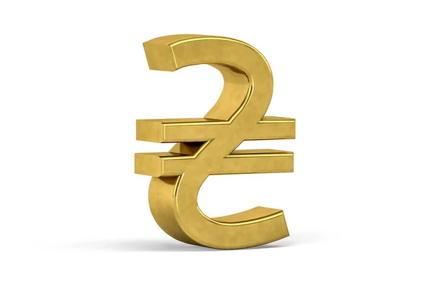 Beyaz zemin üzerinde izole edilmiş Altın Ukrayna Hryvnia tabelası - 3d render
