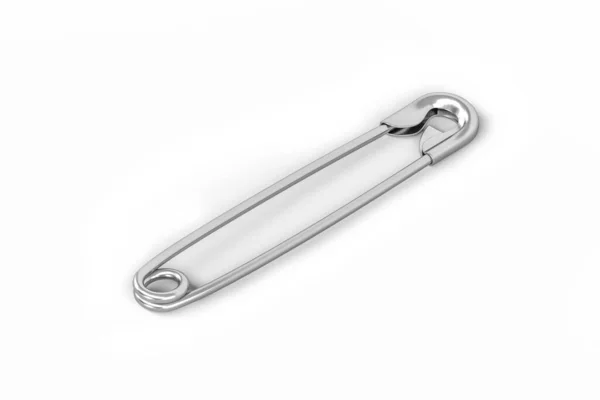 Beyaz arkaplanda güvenlik iğnesi izole edildi - 3d oluşturma