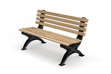 Beyaz arkaplanda park bankı izole edildi - 3D görüntüleme