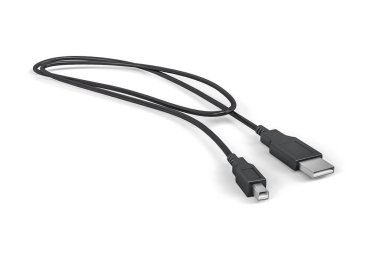 Beyaz arkaplanda izole edilmiş bir usb kablosu - 3d görüntüleyici